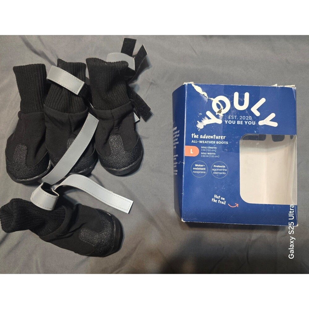 Water Resistant Large All Weather Dog Boots w/ Reflective Strap & Rubber Sole!